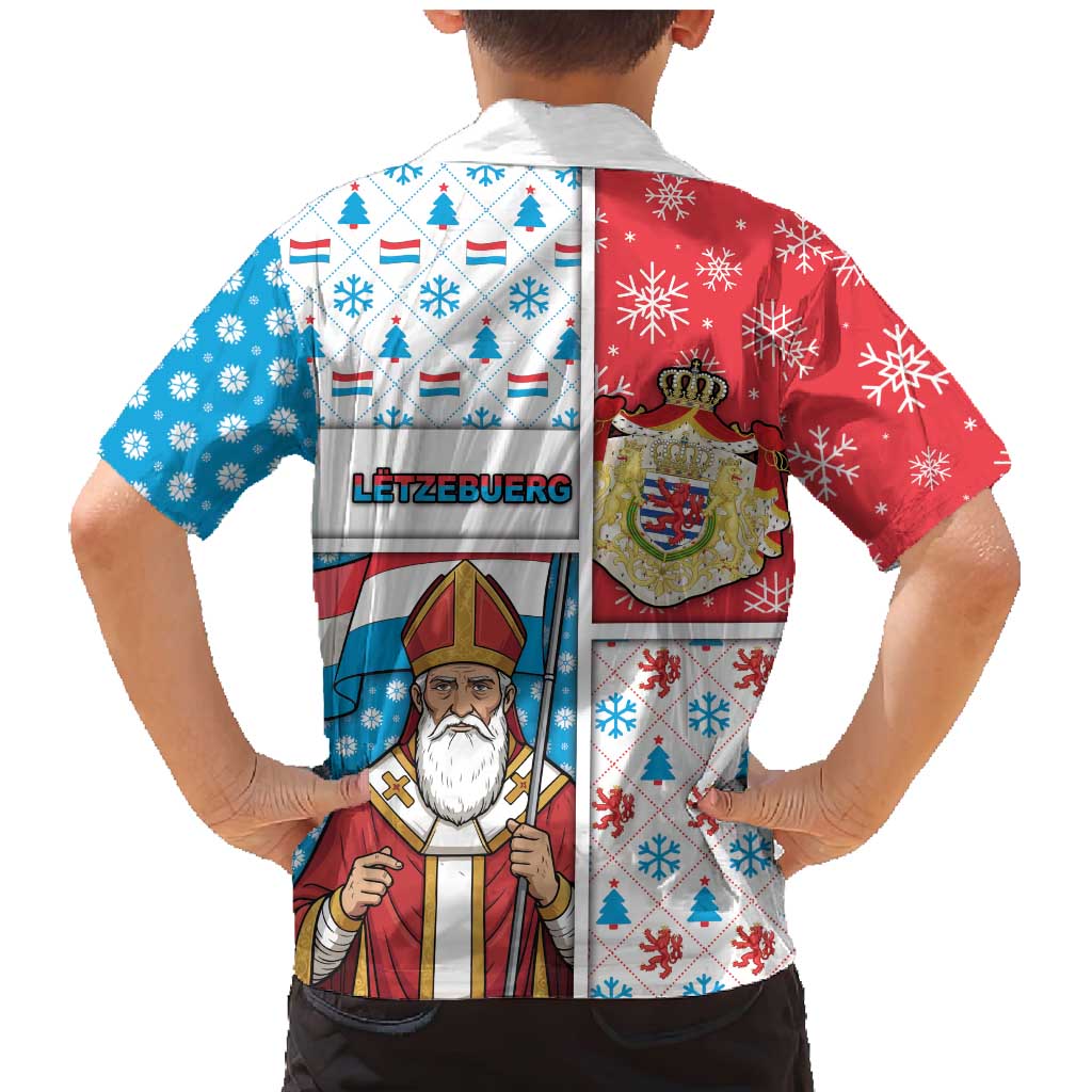 Luxembourg Christmas Family Matching Mermaid Dress and Hawaiian Shirt Kleeschen With Xmas Patterns - Wonder Print Shop