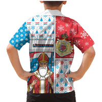 Luxembourg Christmas Family Matching Mermaid Dress and Hawaiian Shirt Kleeschen With Xmas Patterns - Wonder Print Shop