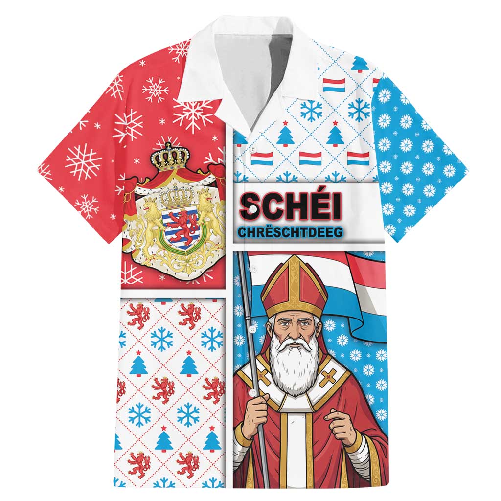 Luxembourg Christmas Family Matching Mermaid Dress and Hawaiian Shirt Kleeschen With Xmas Patterns - Wonder Print Shop
