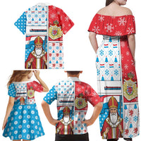 Luxembourg Christmas Family Matching Off Shoulder Maxi Dress and Hawaiian Shirt Kleeschen With Xmas Patterns - Wonder Print Shop
