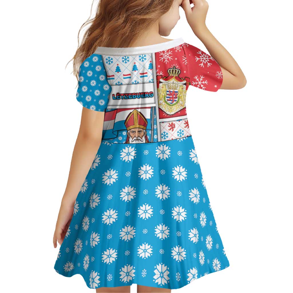 Luxembourg Christmas Family Matching Off Shoulder Short Dress and Hawaiian Shirt Kleeschen With Xmas Patterns - Wonder Print Shop