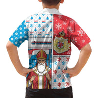Luxembourg Christmas Family Matching Puletasi and Hawaiian Shirt Kleeschen With Xmas Patterns - Wonder Print Shop