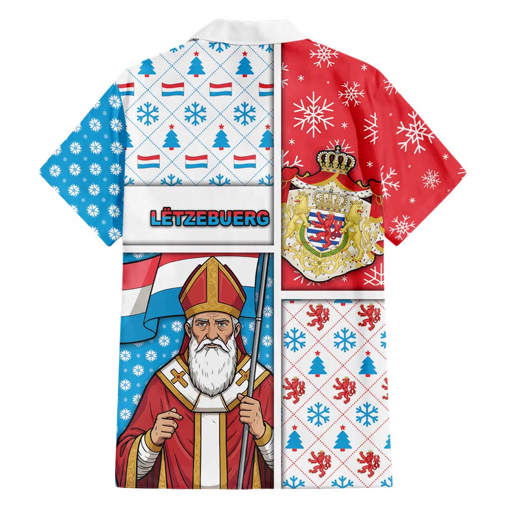 Luxembourg Christmas Family Matching Short Sleeve Bodycon Dress and Hawaiian Shirt Kleeschen With Xmas Patterns - Wonder Print Shop