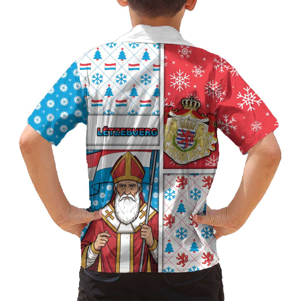 Luxembourg Christmas Family Matching Summer Maxi Dress and Hawaiian Shirt Kleeschen With Xmas Patterns - Wonder Print Shop