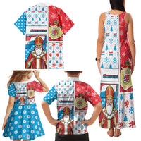 Luxembourg Christmas Family Matching Tank Maxi Dress and Hawaiian Shirt Kleeschen With Xmas Patterns - Wonder Print Shop