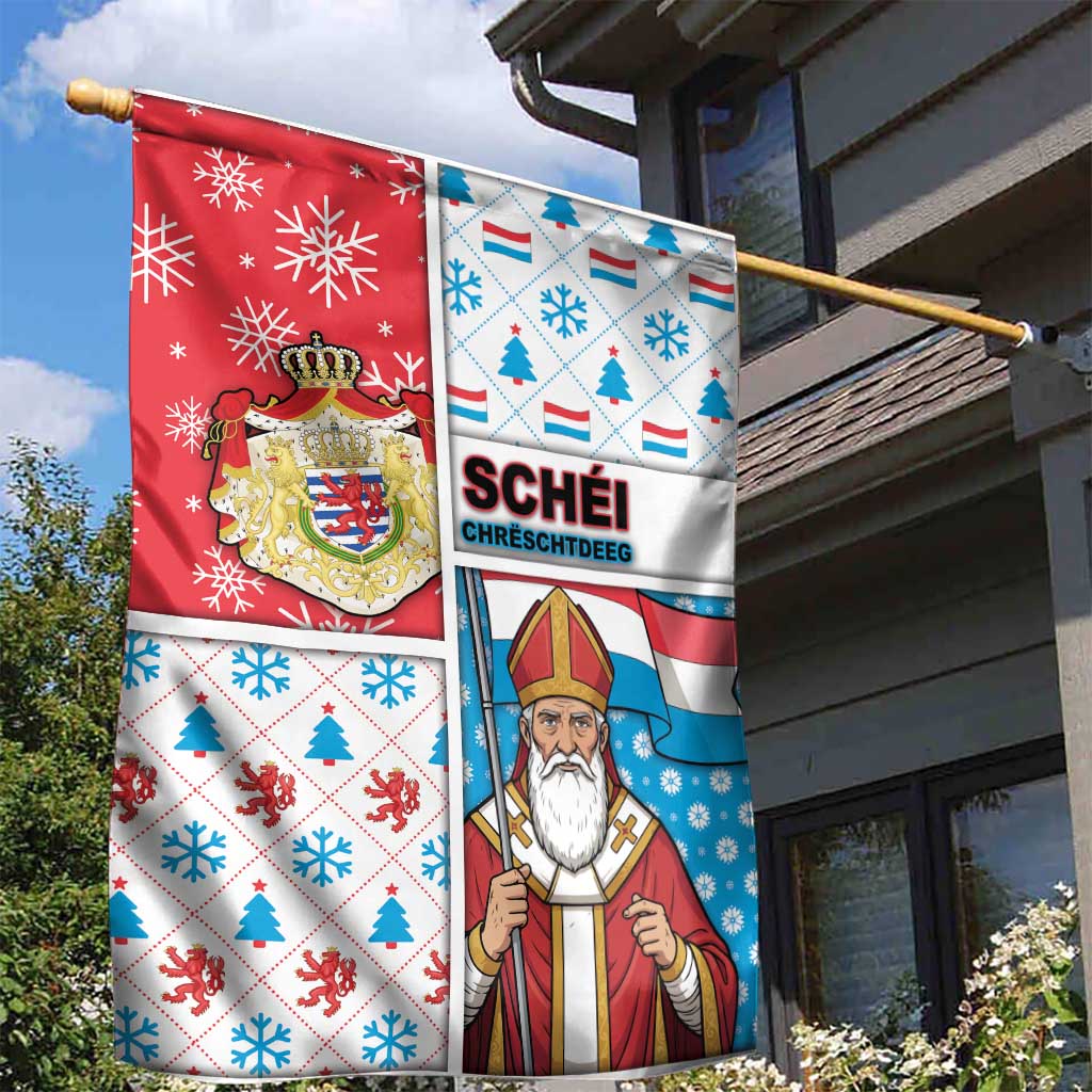 Luxembourg Christmas Garden Flag Kleeschen With Xmas Patterns - Wonder Print Shop