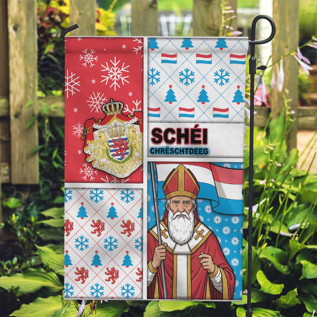 Luxembourg Christmas Garden Flag Kleeschen With Xmas Patterns - Wonder Print Shop