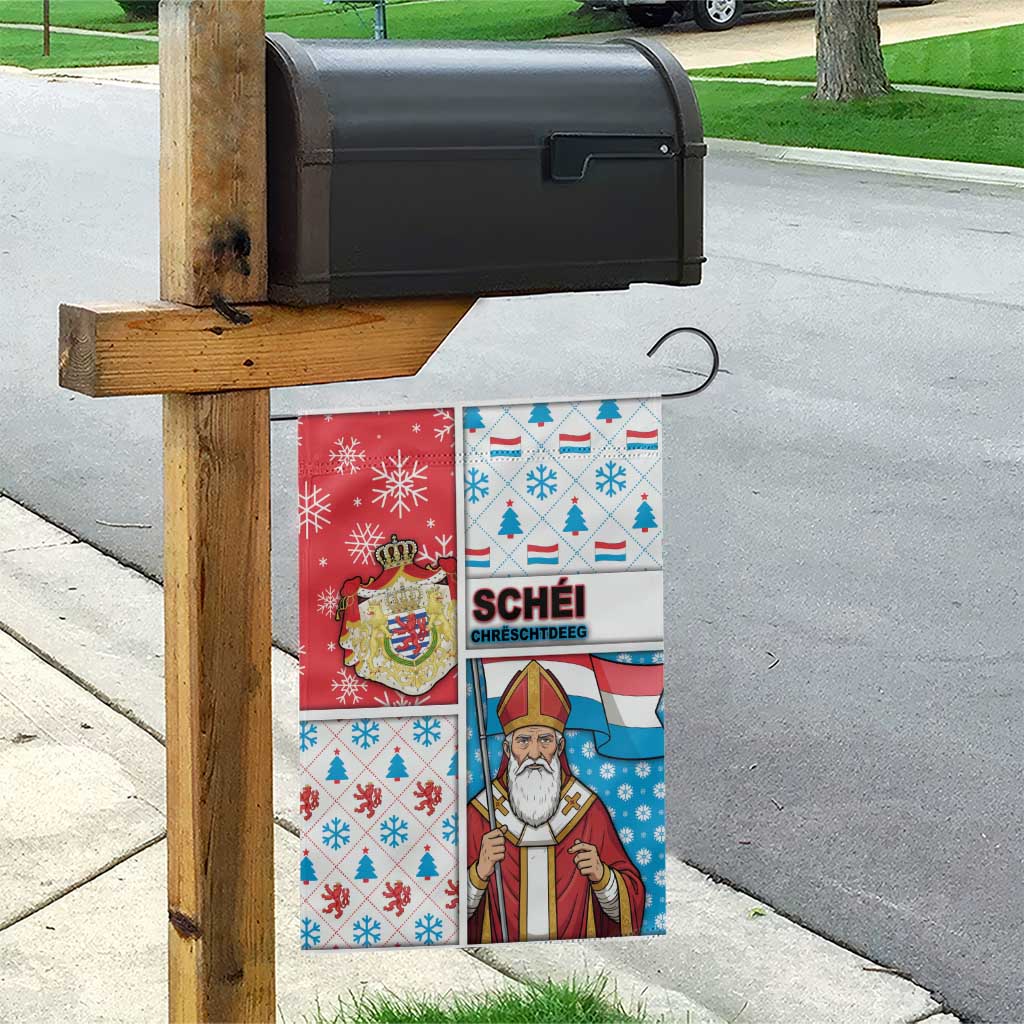 Luxembourg Christmas Garden Flag Kleeschen With Xmas Patterns - Wonder Print Shop