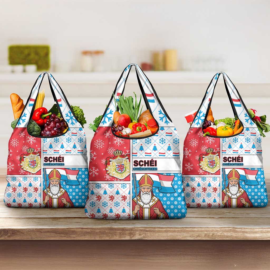 Luxembourg Christmas Grocery Bag Kleeschen With Xmas Patterns - Wonder Print Shop