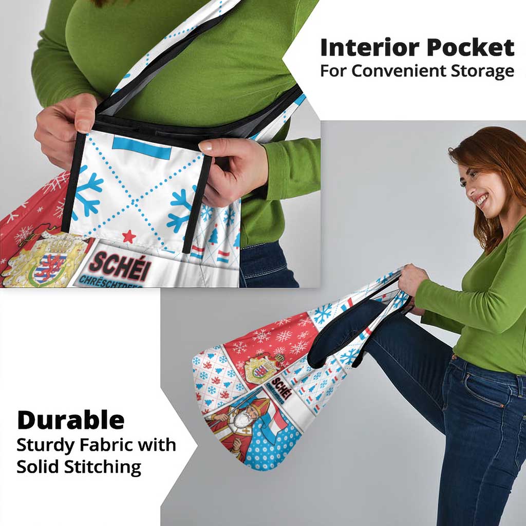 Luxembourg Christmas Grocery Bag Kleeschen With Xmas Patterns - Wonder Print Shop