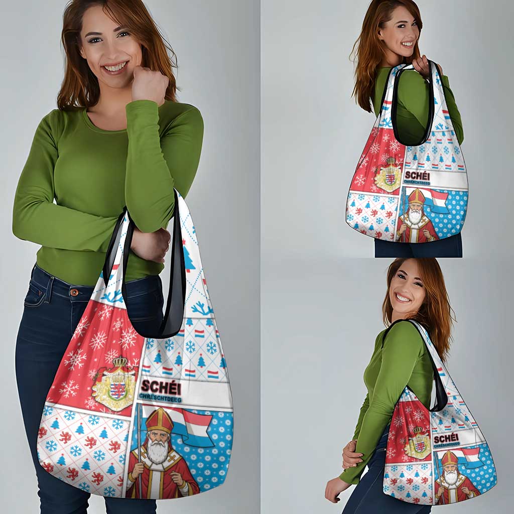 Luxembourg Christmas Grocery Bag Kleeschen With Xmas Patterns - Wonder Print Shop