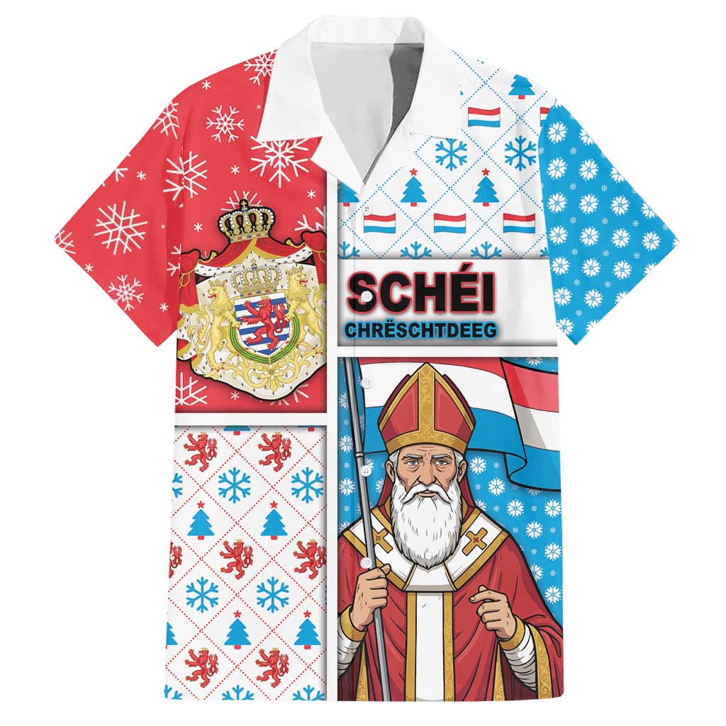 Luxembourg Christmas Hawaiian Shirt Kleeschen With Xmas Patterns - Wonder Print Shop