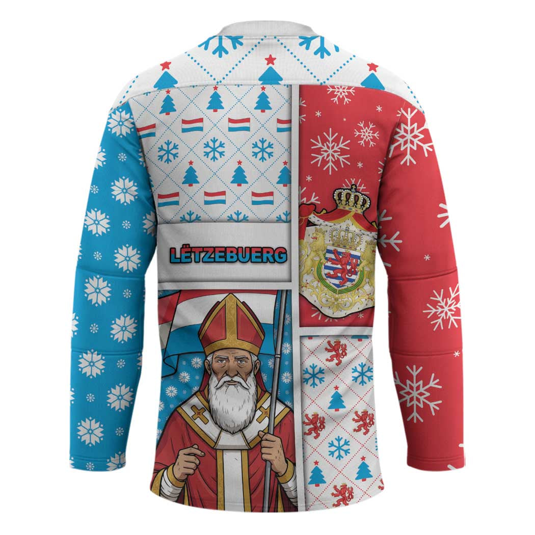 Luxembourg Christmas Hockey Jersey Kleeschen With Xmas Patterns - Wonder Print Shop