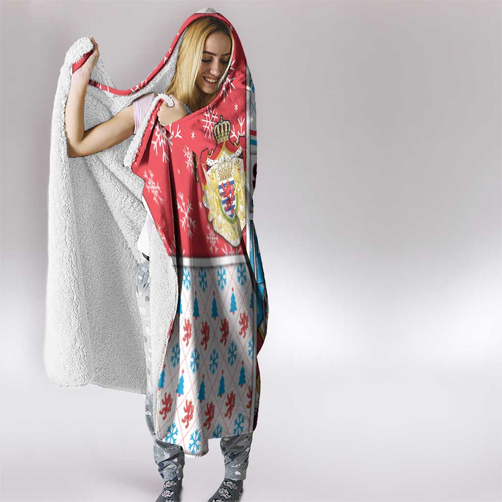 Luxembourg Christmas Hooded Blanket Kleeschen With Xmas Patterns - Wonder Print Shop