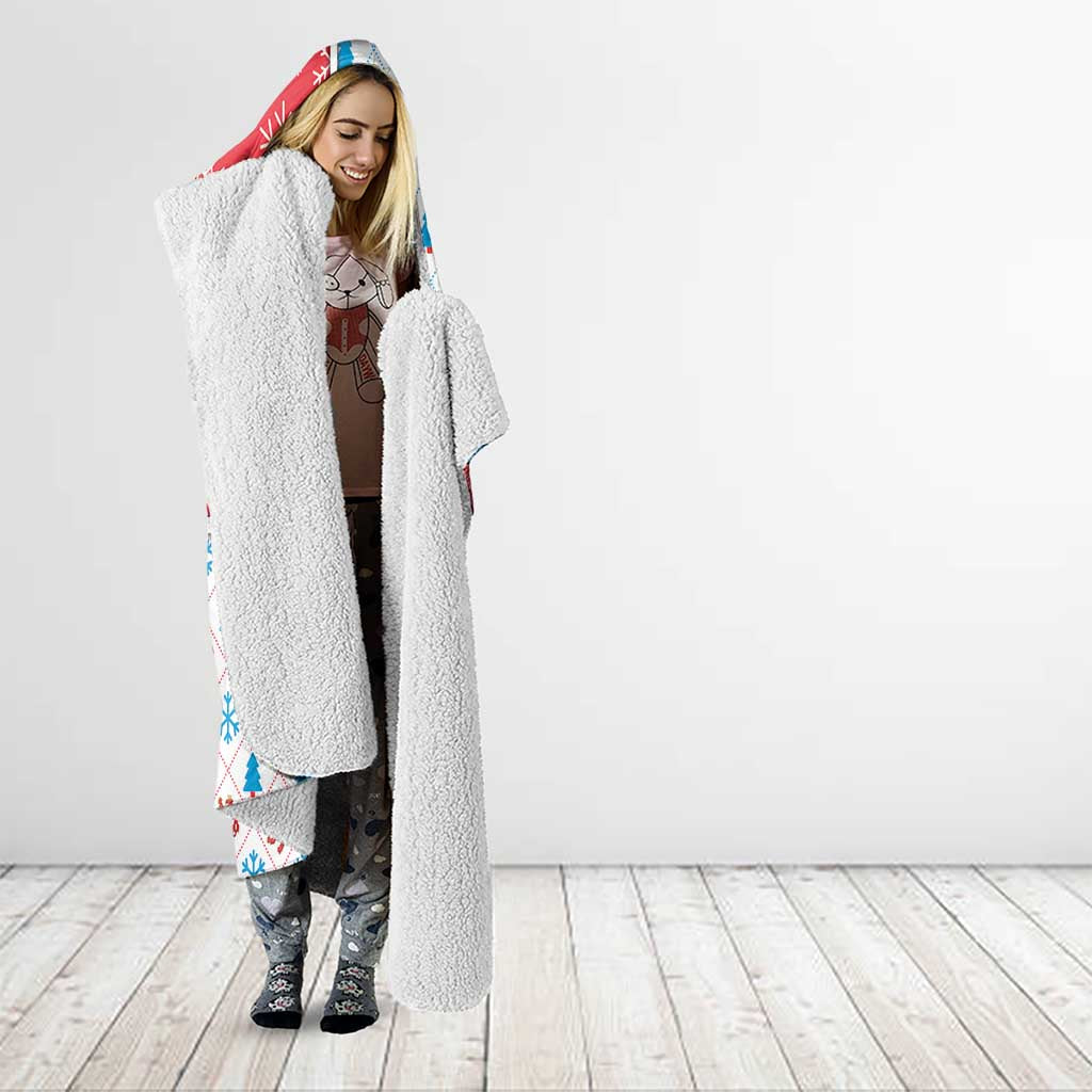 Luxembourg Christmas Hooded Blanket Kleeschen With Xmas Patterns - Wonder Print Shop