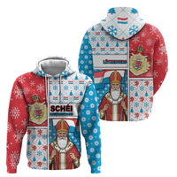 Luxembourg Christmas Hoodie Kleeschen With Xmas Patterns - Wonder Print Shop