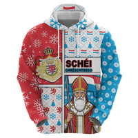 Luxembourg Christmas Hoodie Kleeschen With Xmas Patterns - Wonder Print Shop