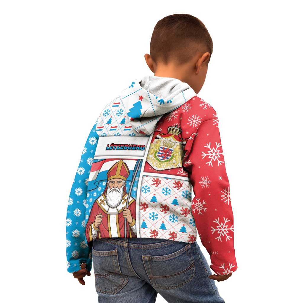 Luxembourg Christmas Kid Hoodie Kleeschen With Xmas Patterns - Wonder Print Shop