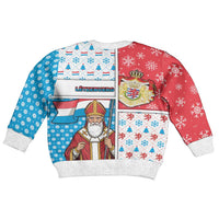 Luxembourg Christmas Kid Ugly Christmas Sweater Kleeschen With Xmas Patterns - Wonder Print Shop