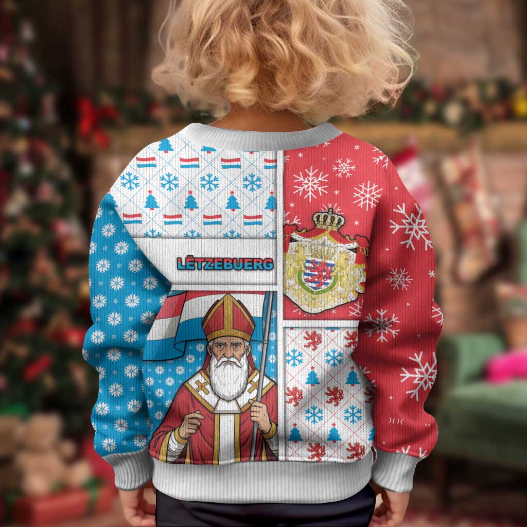 Luxembourg Christmas Kid Ugly Christmas Sweater Kleeschen With Xmas Patterns - Wonder Print Shop
