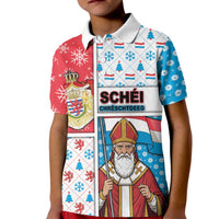 Luxembourg Christmas Kid Polo Shirt Kleeschen With Xmas Patterns - Wonder Print Shop