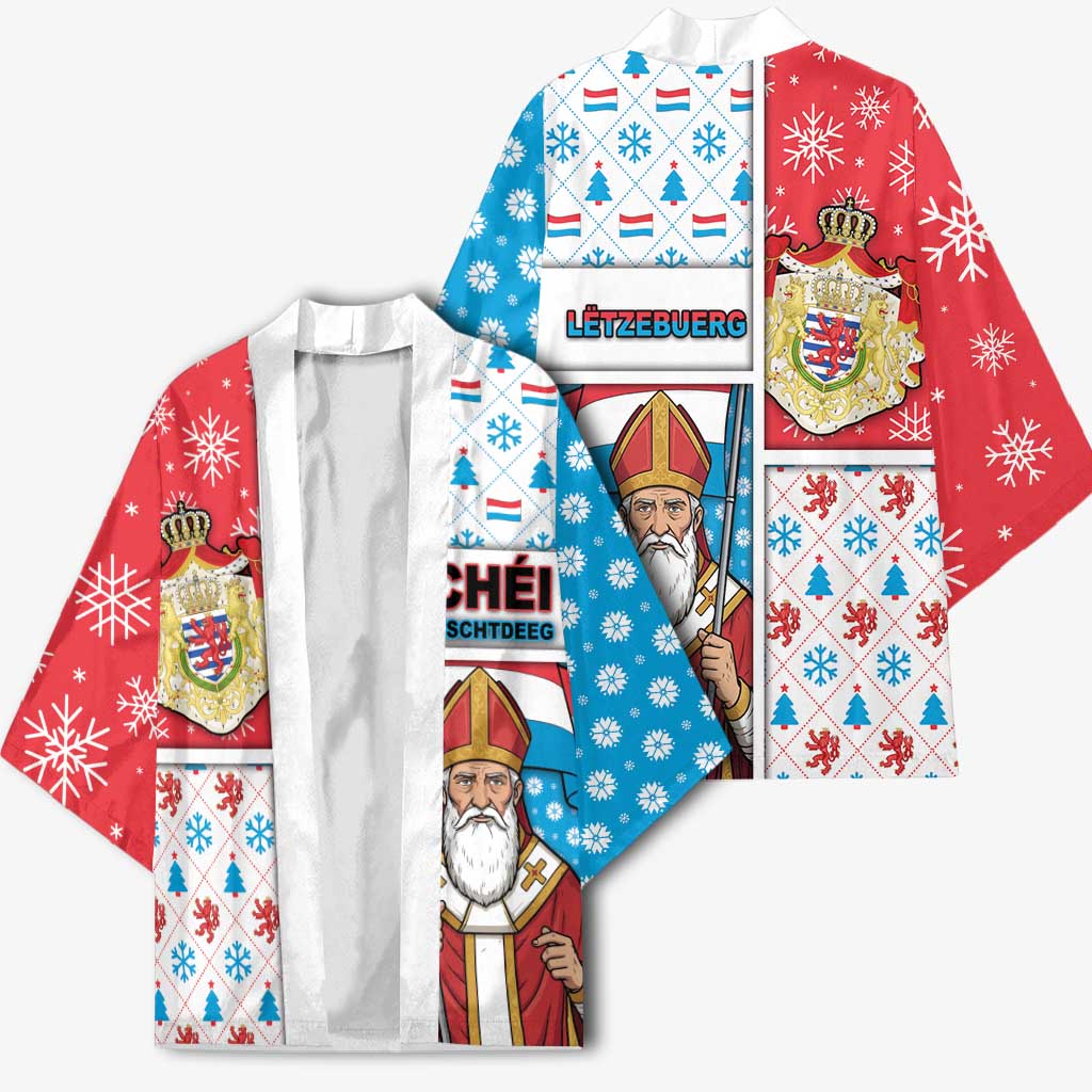Luxembourg Christmas Kimono Kleeschen With Xmas Patterns - Wonder Print Shop