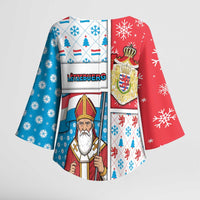Luxembourg Christmas Kimono Sleeve Blouse Kleeschen With Xmas Patterns - Wonder Print Shop
