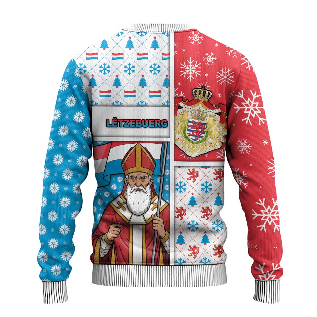 Luxembourg Christmas Ugly Christmas Sweater Kleeschen With Xmas Patterns - Wonder Print Shop