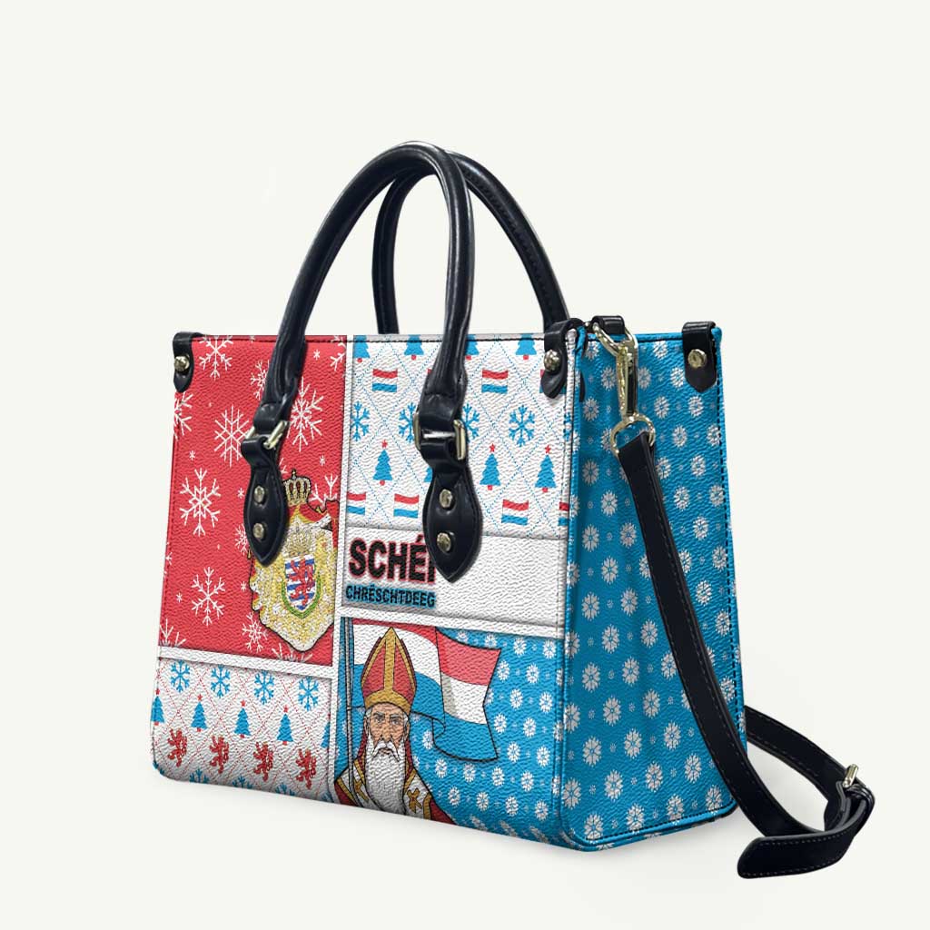 Luxembourg Christmas Leather Bag Kleeschen With Xmas Patterns - Wonder Print Shop