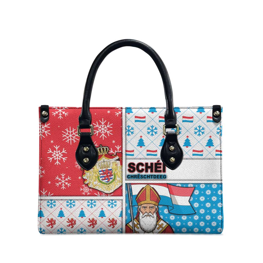 Luxembourg Christmas Leather Bag Kleeschen With Xmas Patterns - Wonder Print Shop