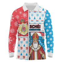Luxembourg Christmas Long Sleeve Polo Shirt Kleeschen With Xmas Patterns - Wonder Print Shop