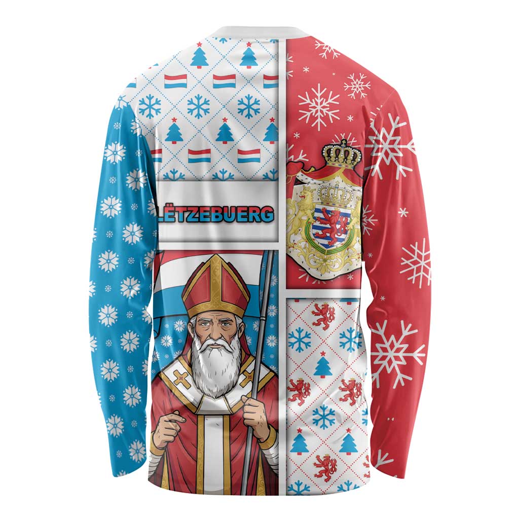 Luxembourg Christmas Long Sleeve Shirt Kleeschen With Xmas Patterns - Wonder Print Shop
