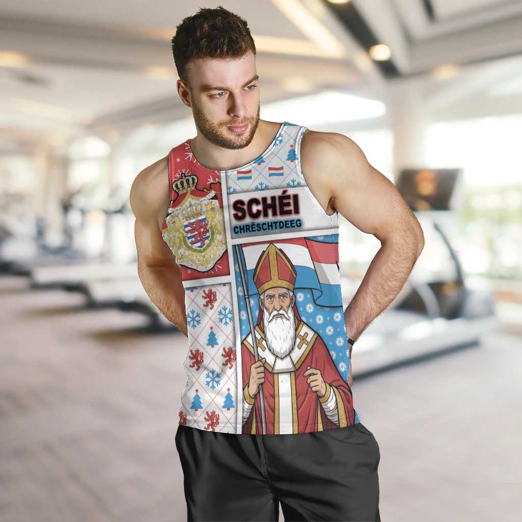 Luxembourg Christmas Men Tank Top Kleeschen With Xmas Patterns - Wonder Print Shop