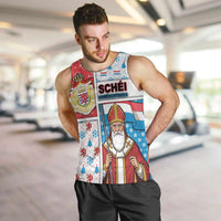 Luxembourg Christmas Men Tank Top Kleeschen With Xmas Patterns - Wonder Print Shop