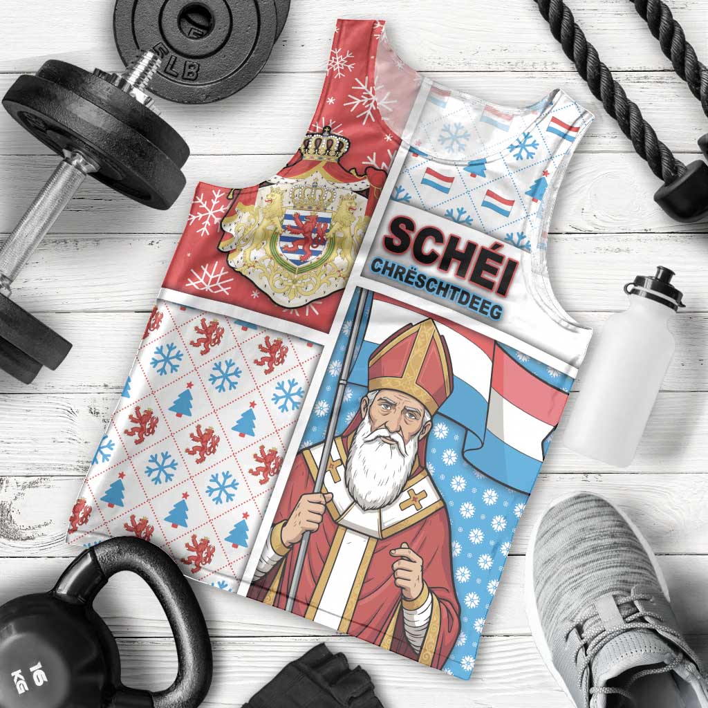 Luxembourg Christmas Men Tank Top Kleeschen With Xmas Patterns - Wonder Print Shop