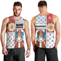 Luxembourg Christmas Men Tank Top Kleeschen With Xmas Patterns - Wonder Print Shop