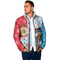 Luxembourg Christmas Padded Jacket Kleeschen With Xmas Patterns - Wonder Print Shop