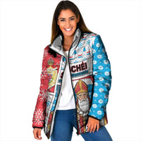 Luxembourg Christmas Padded Jacket Kleeschen With Xmas Patterns - Wonder Print Shop