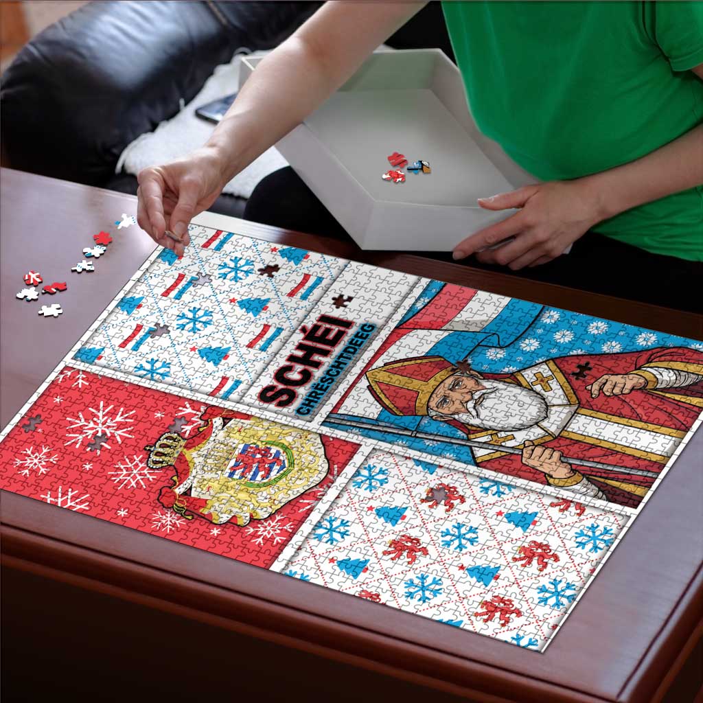 Luxembourg Christmas Puzzle Kleeschen With Xmas Patterns - Wonder Print Shop
