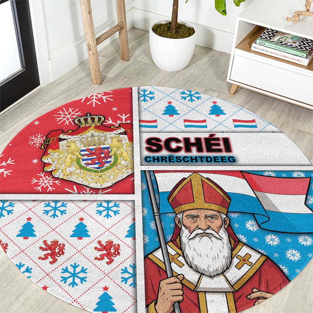 Luxembourg Christmas Round Carpet Kleeschen With Xmas Patterns - Wonder Print Shop
