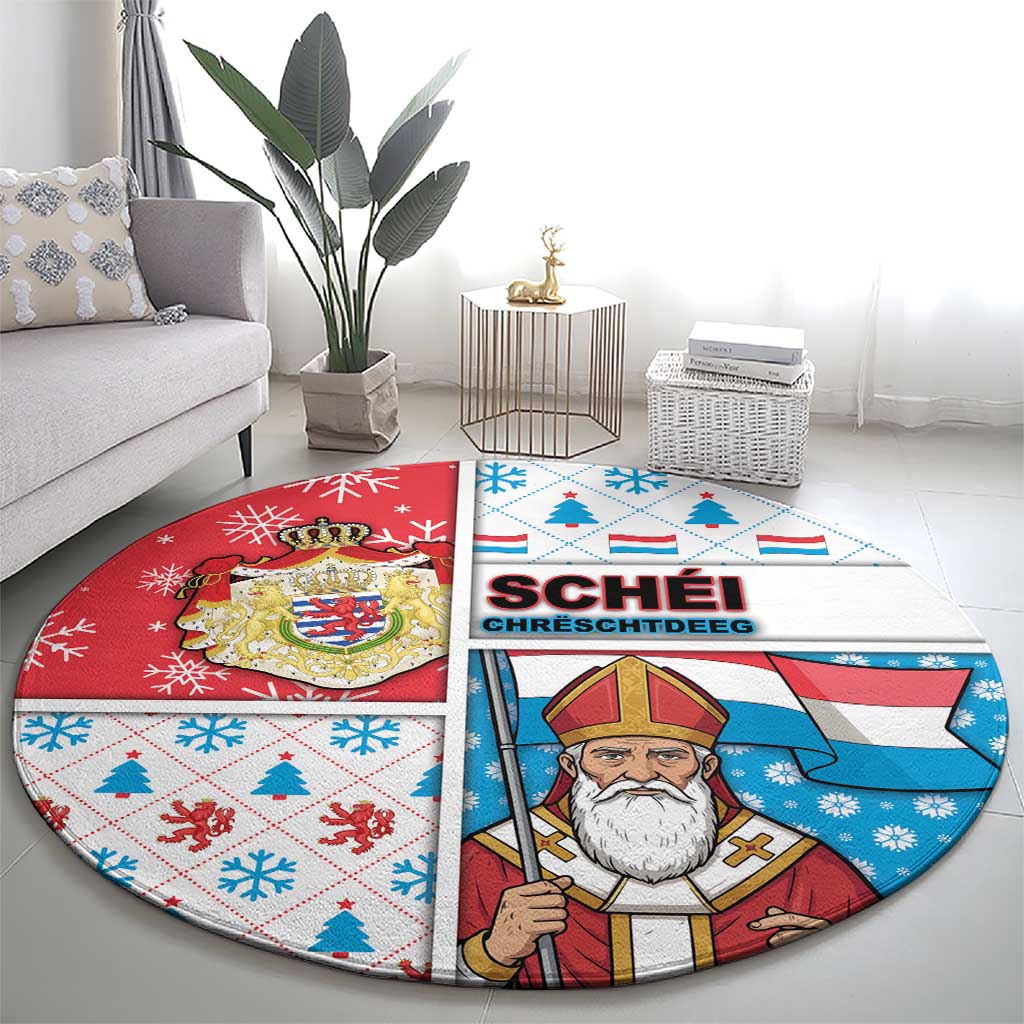 Luxembourg Christmas Round Carpet Kleeschen With Xmas Patterns - Wonder Print Shop