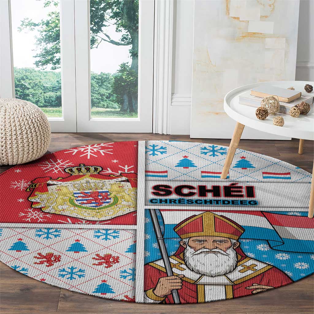 Luxembourg Christmas Round Carpet Kleeschen With Xmas Patterns - Wonder Print Shop