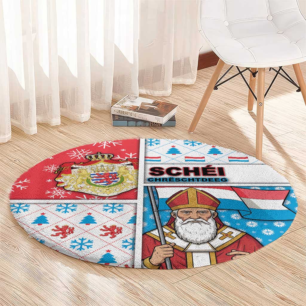 Luxembourg Christmas Round Carpet Kleeschen With Xmas Patterns - Wonder Print Shop