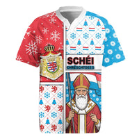 Luxembourg Christmas Rugby Jersey Kleeschen With Xmas Patterns - Wonder Print Shop