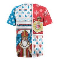 Luxembourg Christmas Rugby Jersey Kleeschen With Xmas Patterns - Wonder Print Shop