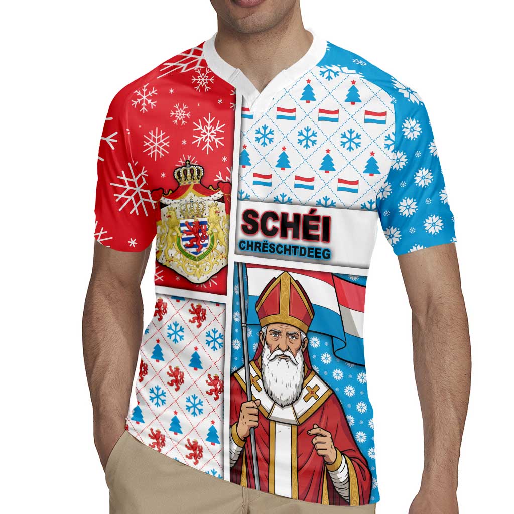 Luxembourg Christmas Rugby Jersey Kleeschen With Xmas Patterns - Wonder Print Shop