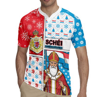 Luxembourg Christmas Rugby Jersey Kleeschen With Xmas Patterns - Wonder Print Shop