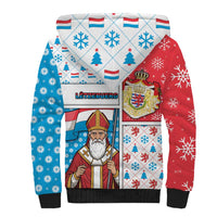 Luxembourg Christmas Sherpa Hoodie Kleeschen With Xmas Patterns - Wonder Print Shop