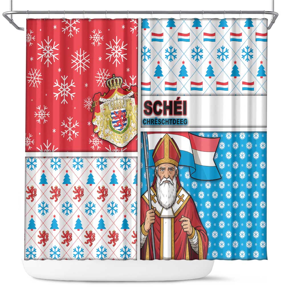 Luxembourg Christmas Shower Curtain Kleeschen With Xmas Patterns - Wonder Print Shop