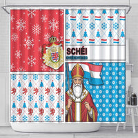Luxembourg Christmas Shower Curtain Kleeschen With Xmas Patterns - Wonder Print Shop